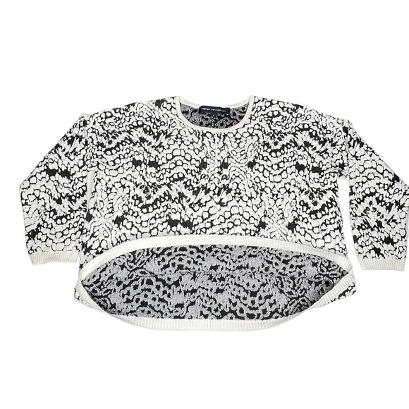 FRENCH CONNECTION Textured Long Sleeve Sweater Black White Women's S - Picture 7 of 12